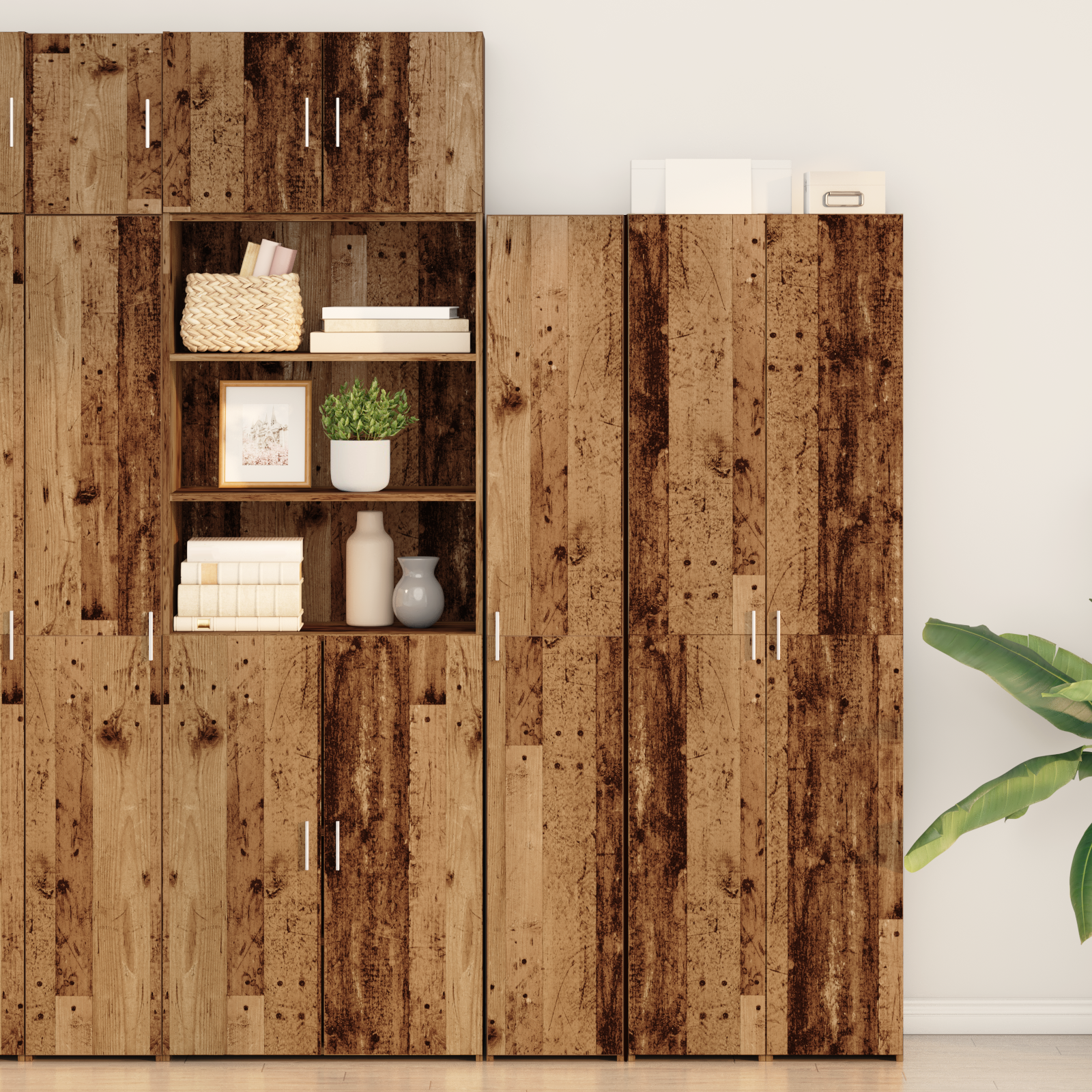 Highboard Altholz 30x42,5x185cm, 2er-Set