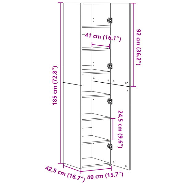 Highboard Altholz 40x42,5x185 cm