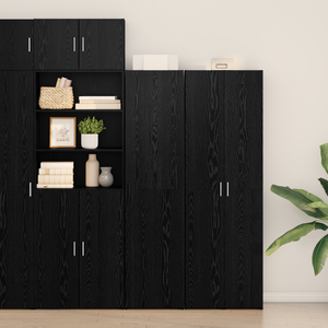 Highboard Schwarz Eichenoptik 185 cm