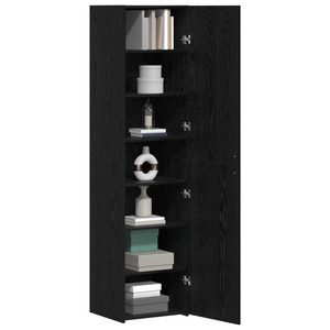 Highboard Schwarz Eichenoptik 185 cm