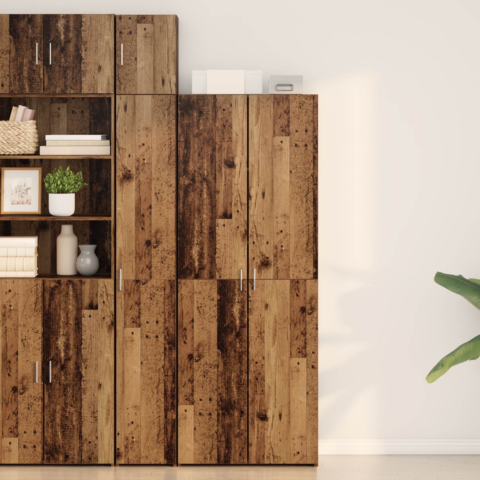 Highboard 2er Set Altholz 185 cm