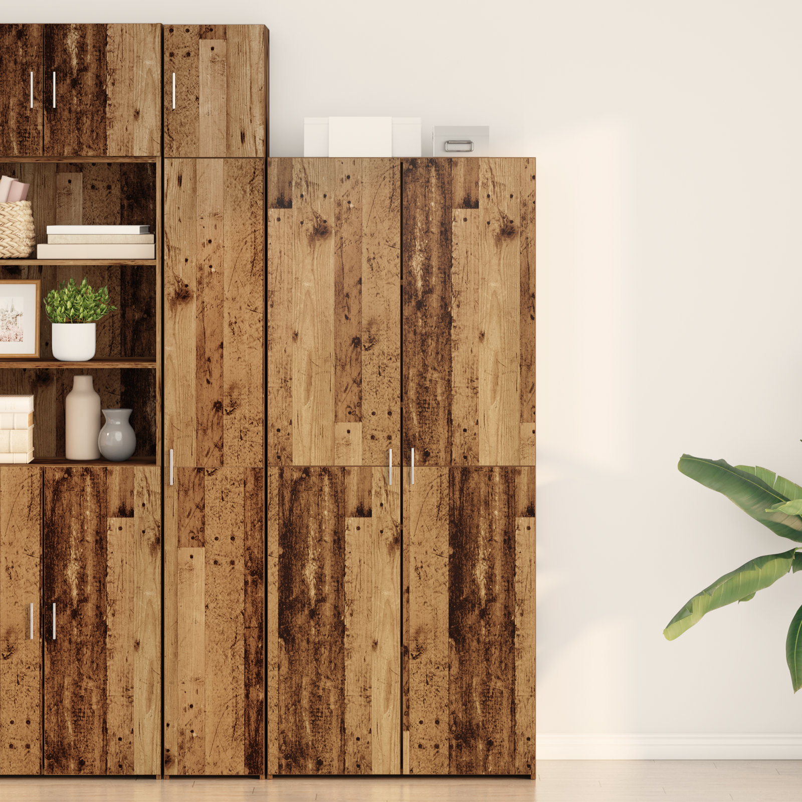 Highboard 2er Set Altholz 80x42x185cm