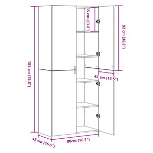 Highboard 2er Set Altholz 80x42x185cm