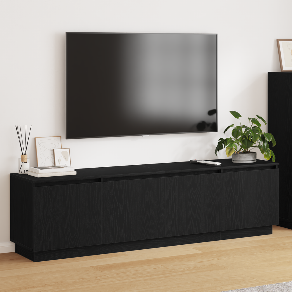 TV-Schrank Schwarz Eichen-Optik 180 cm