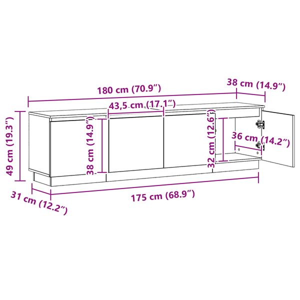 TV-Schrank Beton Grau 180 cm