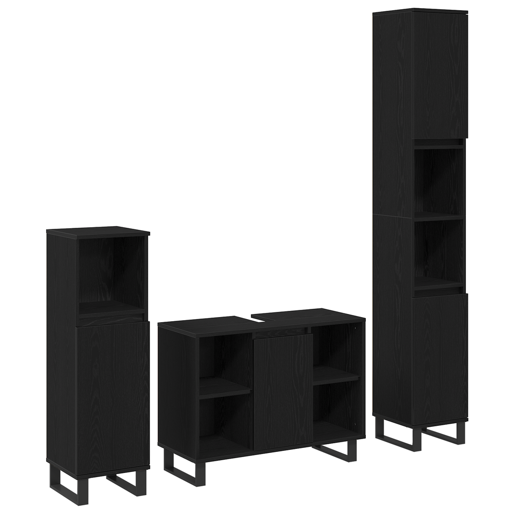 Schwarzes Badezimmermöbel Set 3-teilig