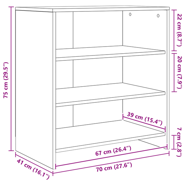 Schwarzes Sideboard mit Eichen-Optik, 3-teilig