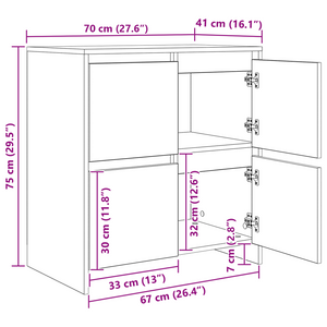 Schwarzes Sideboard mit Eichen-Optik, 3-teilig