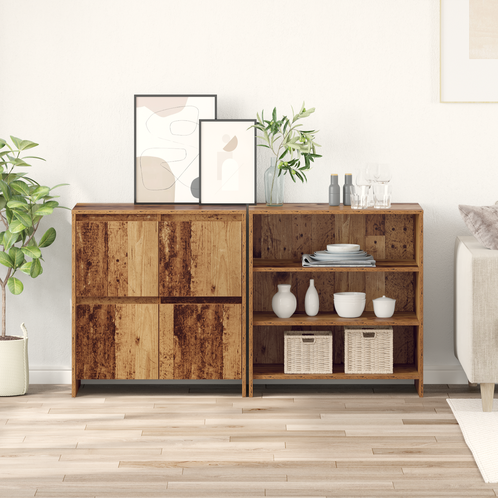 Sideboard 2er Set Altholz 70x41x75cm