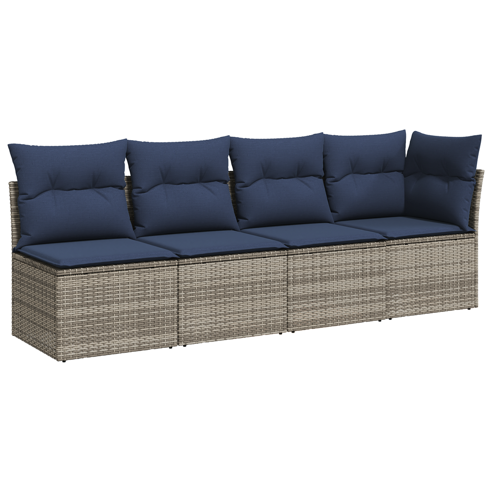 Graues 4-Sitzer Gartensofa mit Kissen