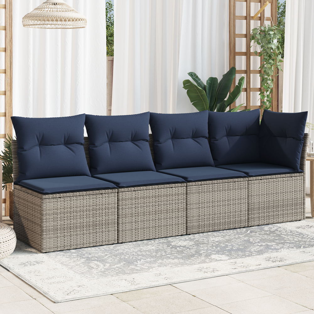 Graues 4-Sitzer Gartensofa mit Kissen