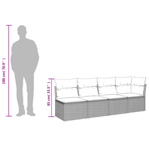 Graues 4-Sitzer Gartensofa mit Kissen