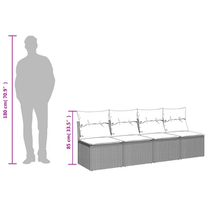 Gartensofa Grau mit Kissen 220cm