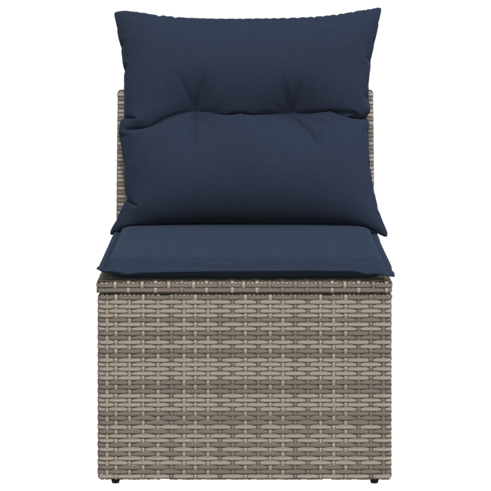 Gartensessel Grau Poly Rattan mit Kissen