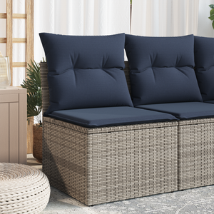 Gartensessel Grau Poly Rattan mit Kissen