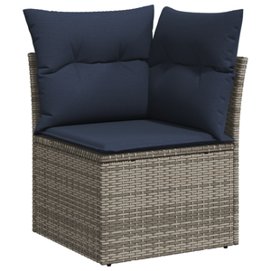 vidaXL Canapé d'angle de jardin avec coussins Gris Résine tressée