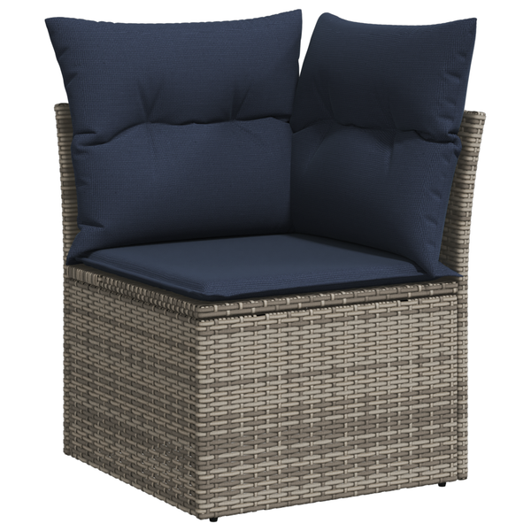 vidaXL Canapé d'angle de jardin avec coussins Gris Résine tressée