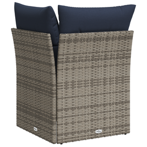 vidaXL Canapé d'angle de jardin avec coussins Gris Résine tressée