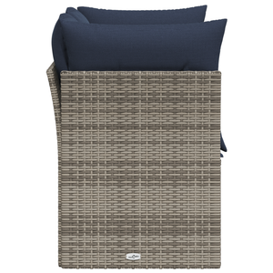 Gartensofa 2-Sitzer mit Kissen Grau Poly Rattan