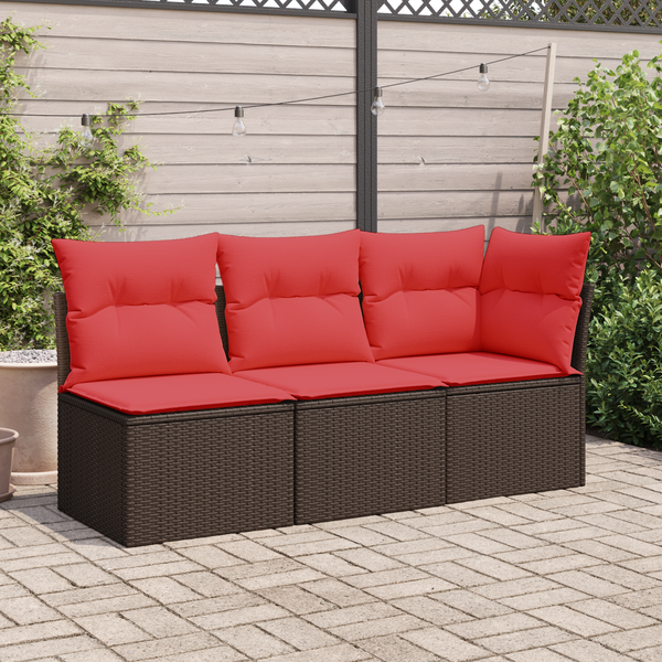 Braunes Gartensofa ohne Armlehnen mit Kissen