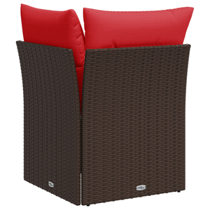 Garten Ecksofa Braun Poly Rattan mit Kissen