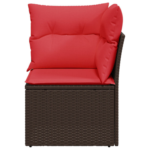 Garten Ecksofa Braun Poly Rattan mit Kissen