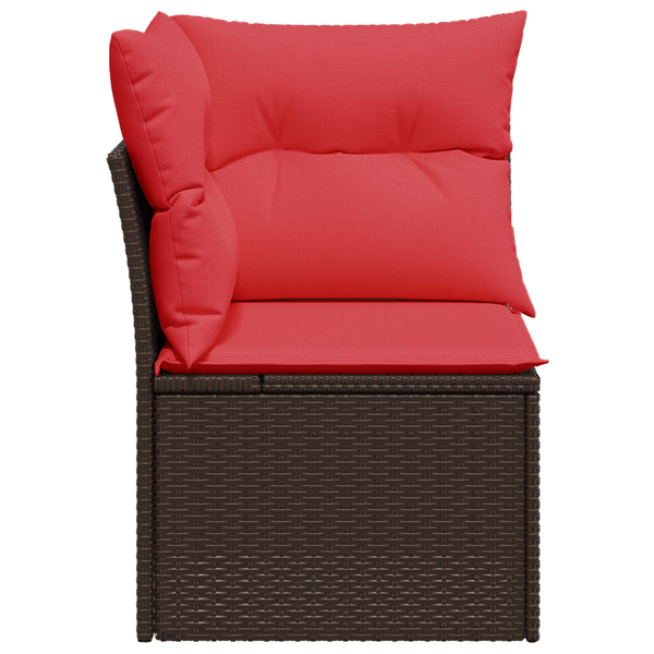 Garten Ecksofa Braun Poly Rattan mit Kissen