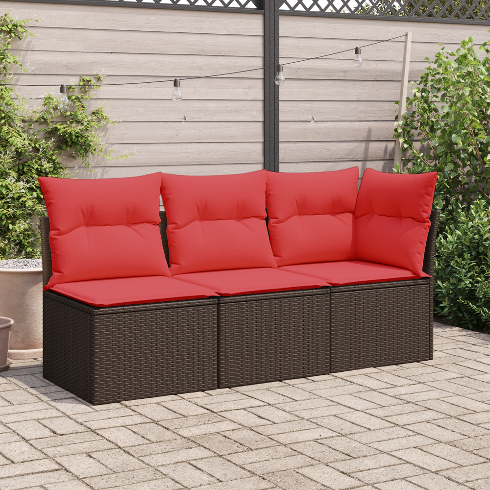 vidaXL Garden Corner Sofa with Cushions Brown Poly Rattan