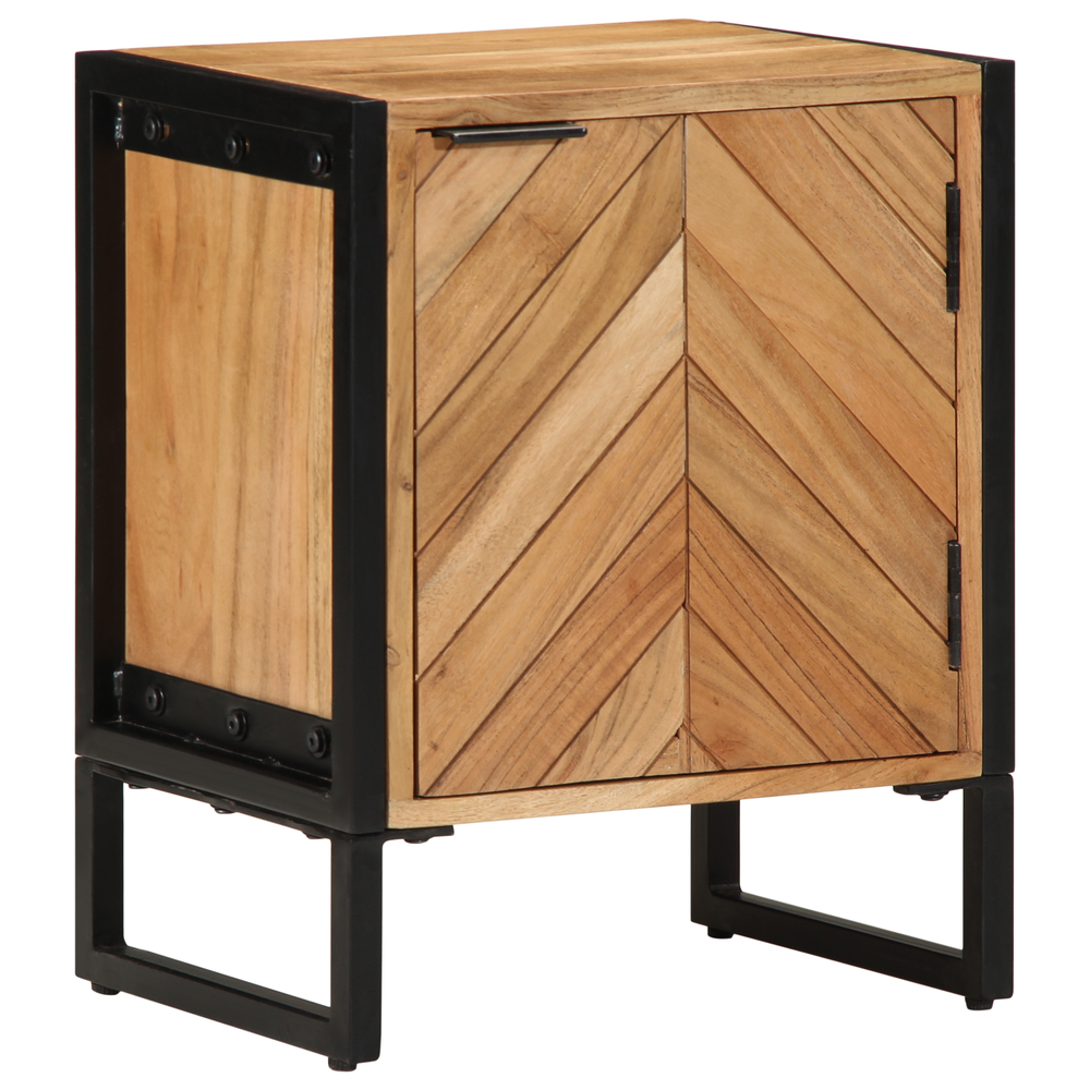 vidaXL Bedside Cabinet Brown 40 x 30 x 50 cm Solid Acacia Wood and Metal