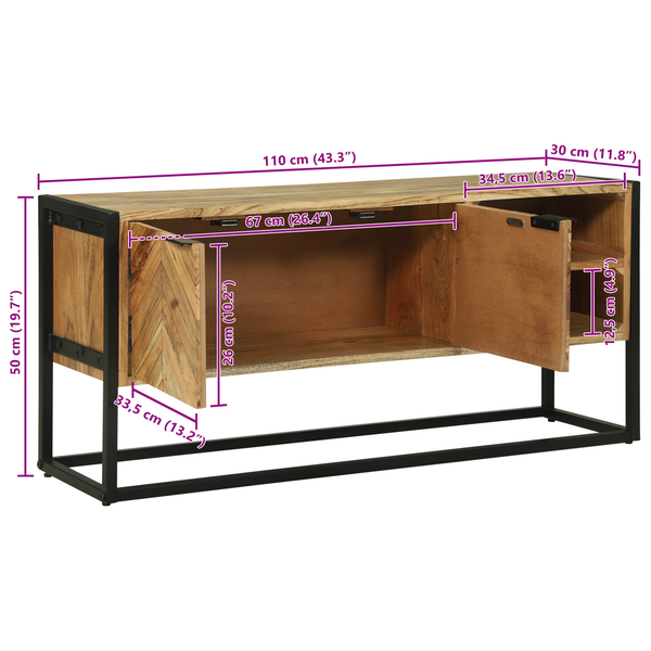TV-Schrank Braun Akazie Massivholz 110 cm
