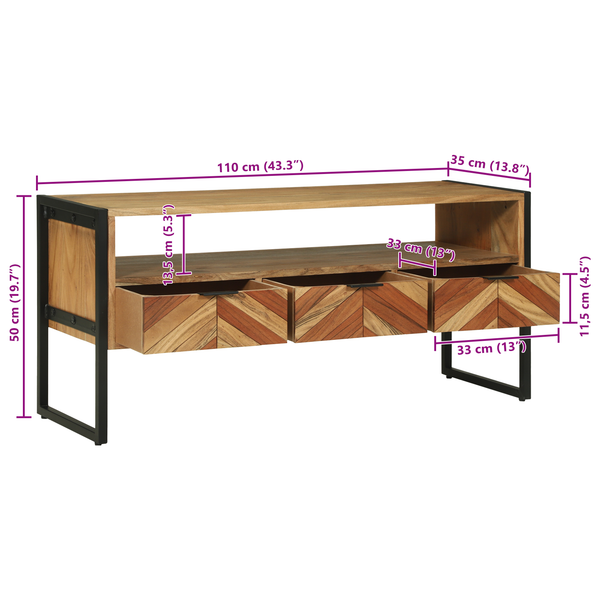 TV-Schrank Akazie Massivholz Braun 100 cm
