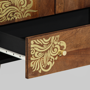 Highboard mit Regal Mango Massivholz Braun 60x33x100 cm