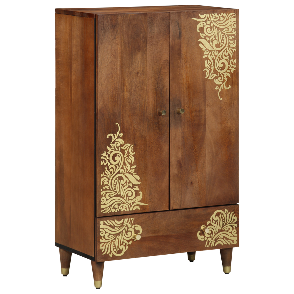 Highboard mit Regal Mango Massivholz Braun 60x33x100 cm