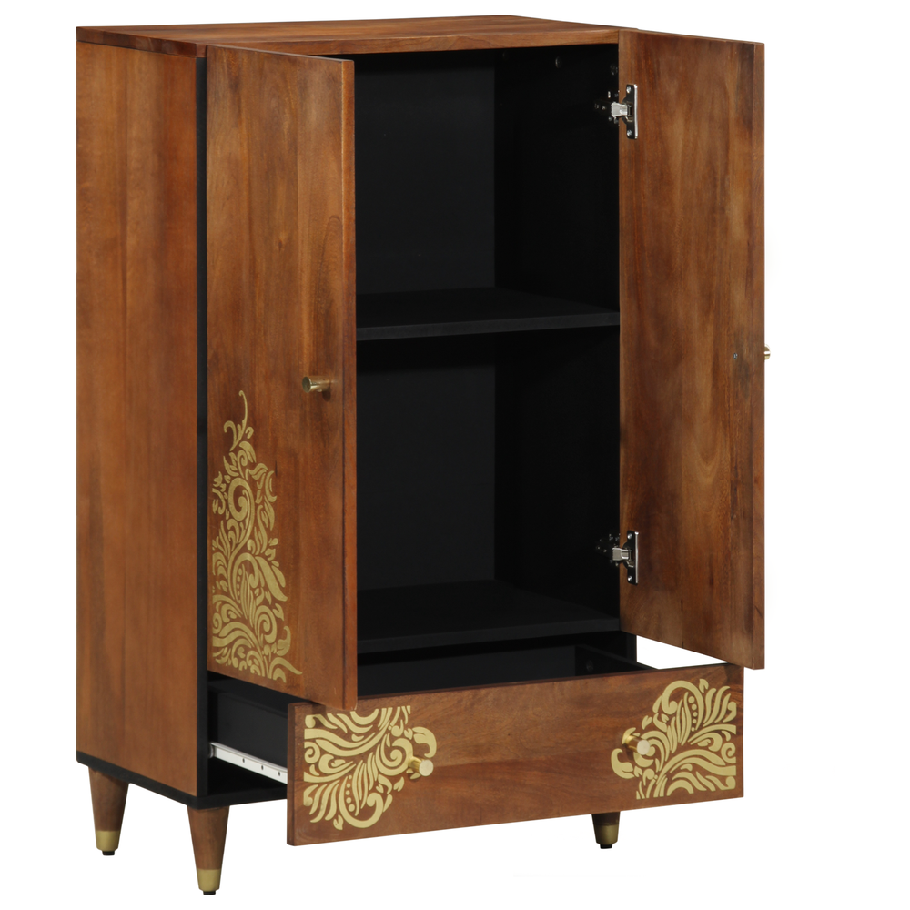 Highboard mit Regal Mango Massivholz Braun 60x33x100 cm