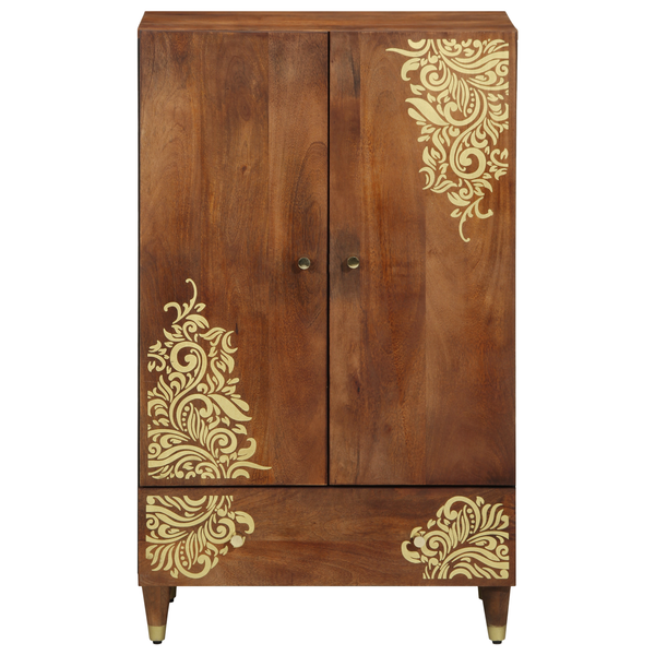 Highboard mit Regal Mango Massivholz Braun 60x33x100 cm