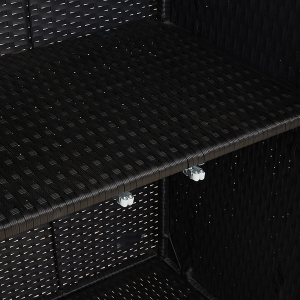 Schwarzer Rattan Aufbewahrungsschrank mit Regal