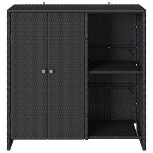 Schwarzer Rattan Aufbewahrungsschrank mit Regal