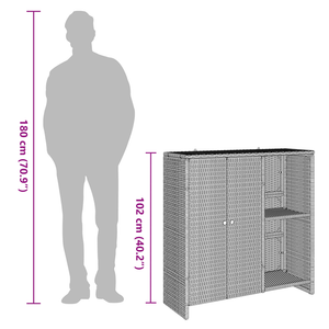 Schwarzer Rattan Aufbewahrungsschrank mit Regal