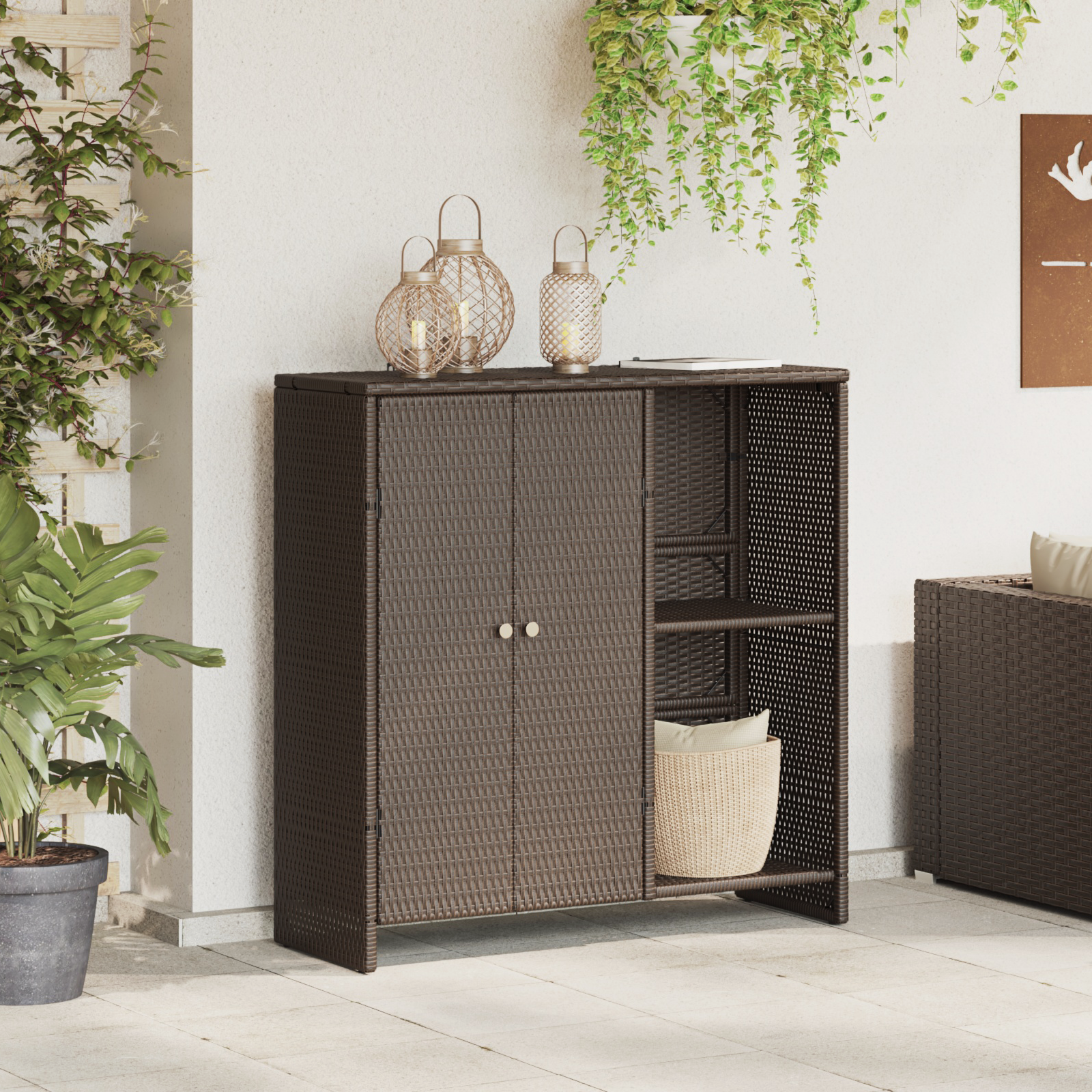 vidaXL Meuble de rangement avec étagère Marron 100 x 36 x 102 cm Rotin