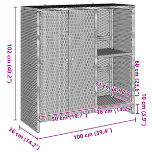 vidaXL Meuble de rangement avec étagère Marron 100 x 36 x 102 cm Rotin