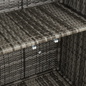 Grauer Rattanschrank mit Regal
