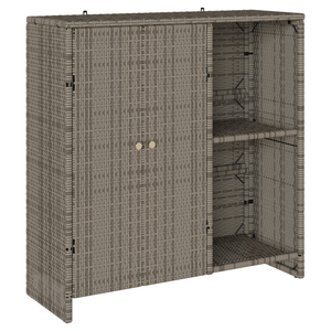 Grauer Rattanschrank mit Regal