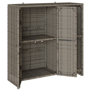 Grauer Rattanschrank mit Regal