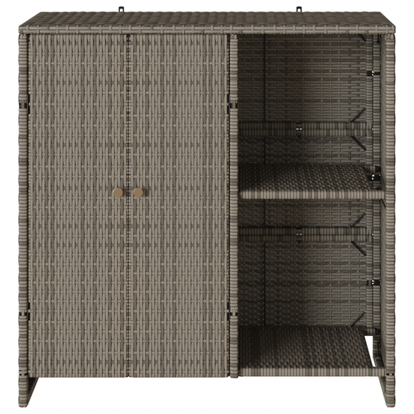 Grauer Rattanschrank mit Regal