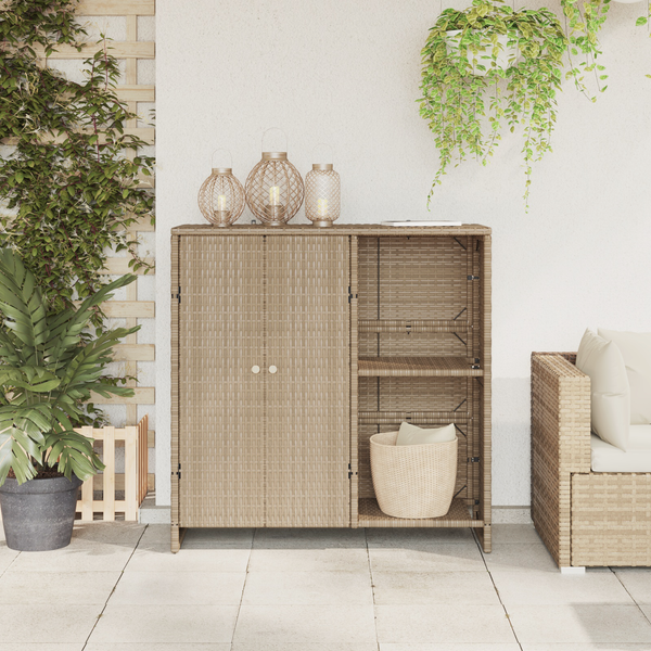 Beiger Rattan Aufbewahrungsschrank mit Regal