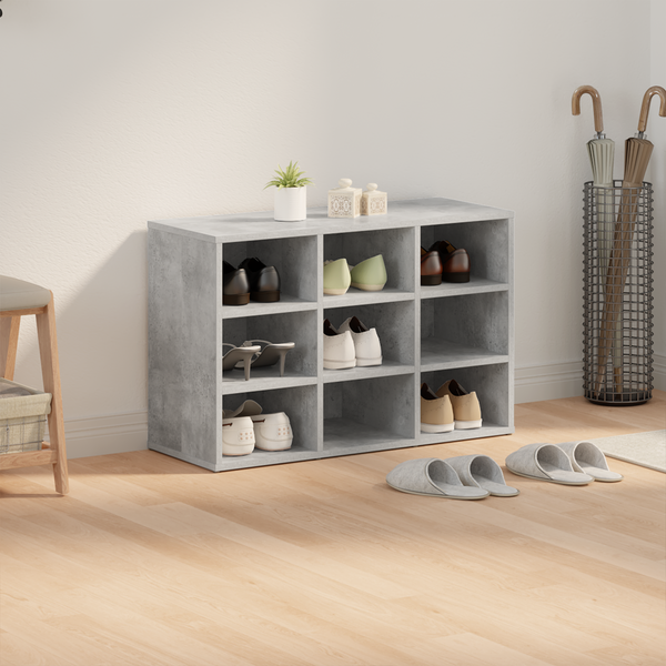 Betongrauer Schuhschrank aus Holz