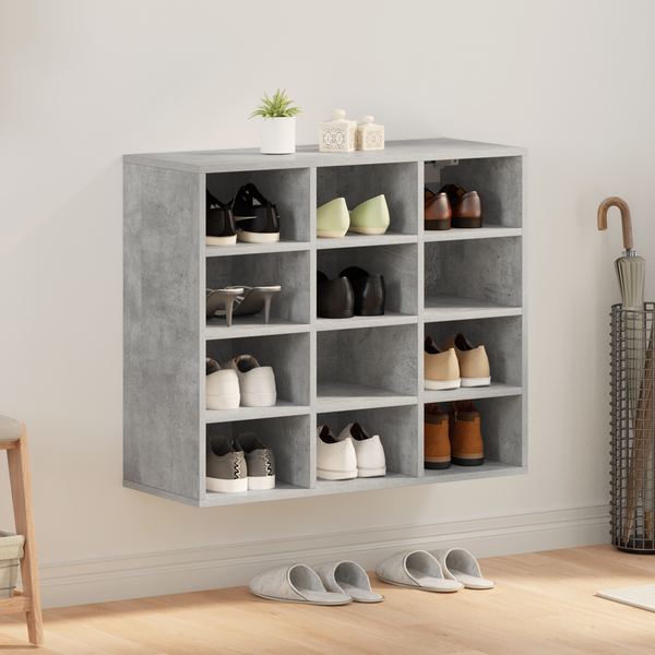 Betongrauer Schuhschrank Holzwerkstoff
