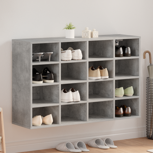 Schuhschrank Betongrau mit Regal 103 cm