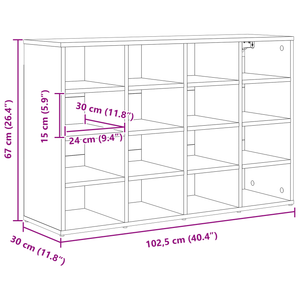 Schuhschrank Betongrau mit Regal 103 cm