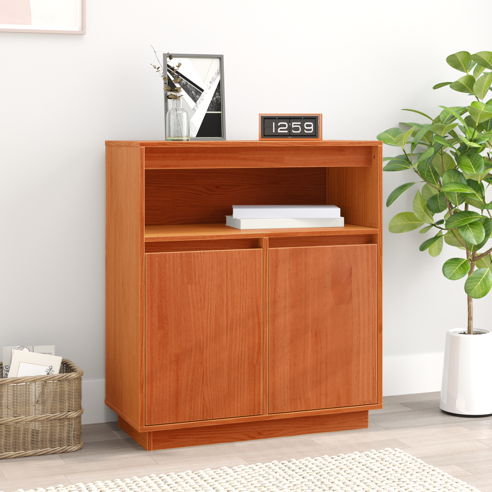Sideboard Wachsbraun Kiefer Massivholz 70 cm